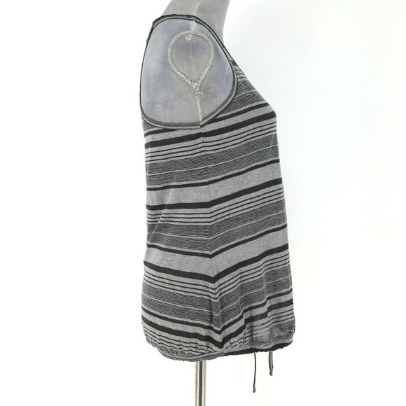 Athleta Top Womens Small Gray Semi Sheer Lightweight Drawstring Hem Racerback - Picture 10 of 10